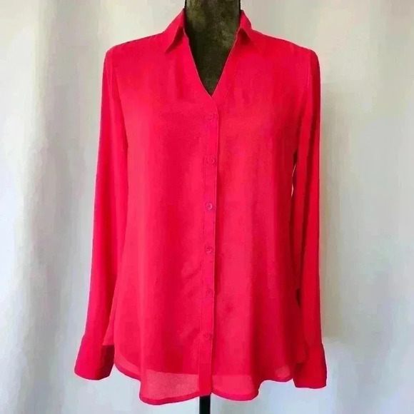 ✨Like New✨ Express Slim Button Down Portofino Shirt, Red, Size S - Picture 1 of 7